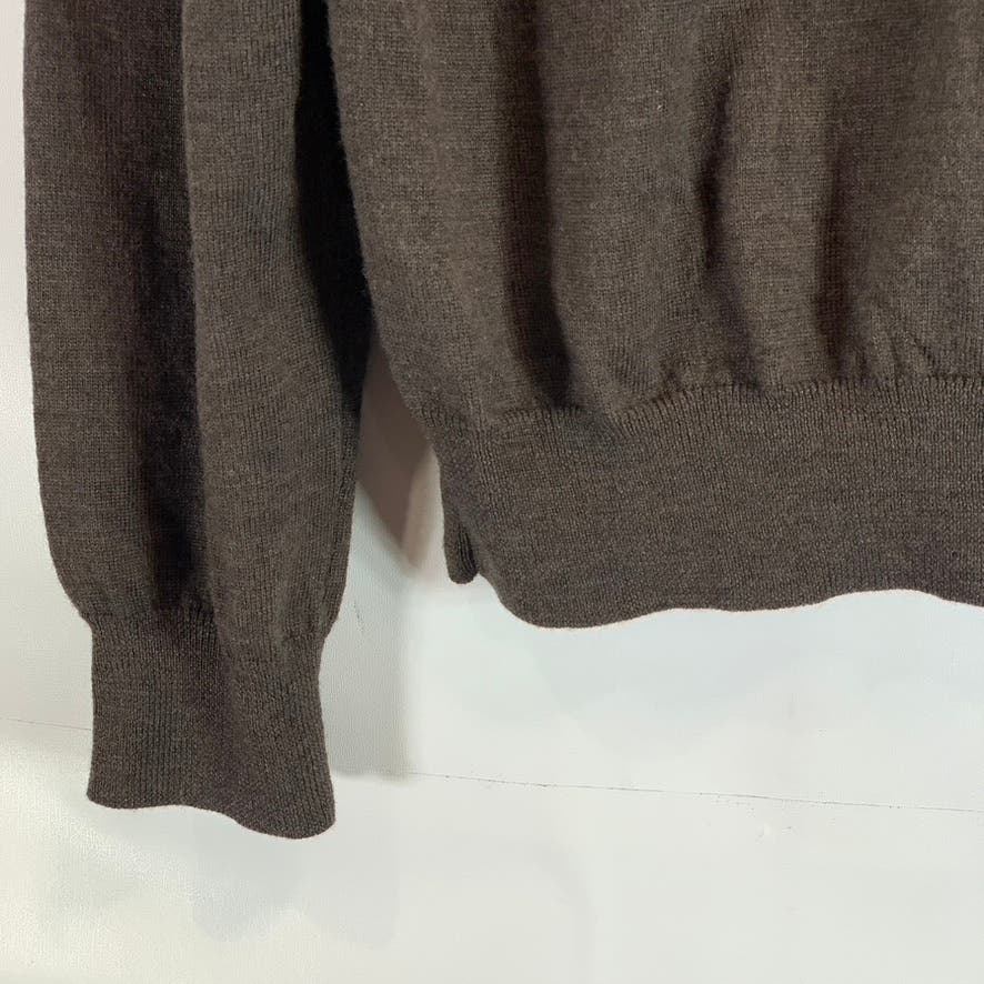 THE MEN'S STORE BLOOMINGDALES Men's Dark Brown V-Neck Merino Wool Sweater SZ M