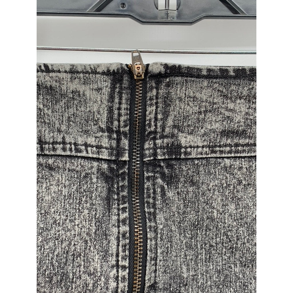 NOLLIE Women's Black Acid Wash Denim y2k Punk Goth Skater Mini Skirt SZ M
