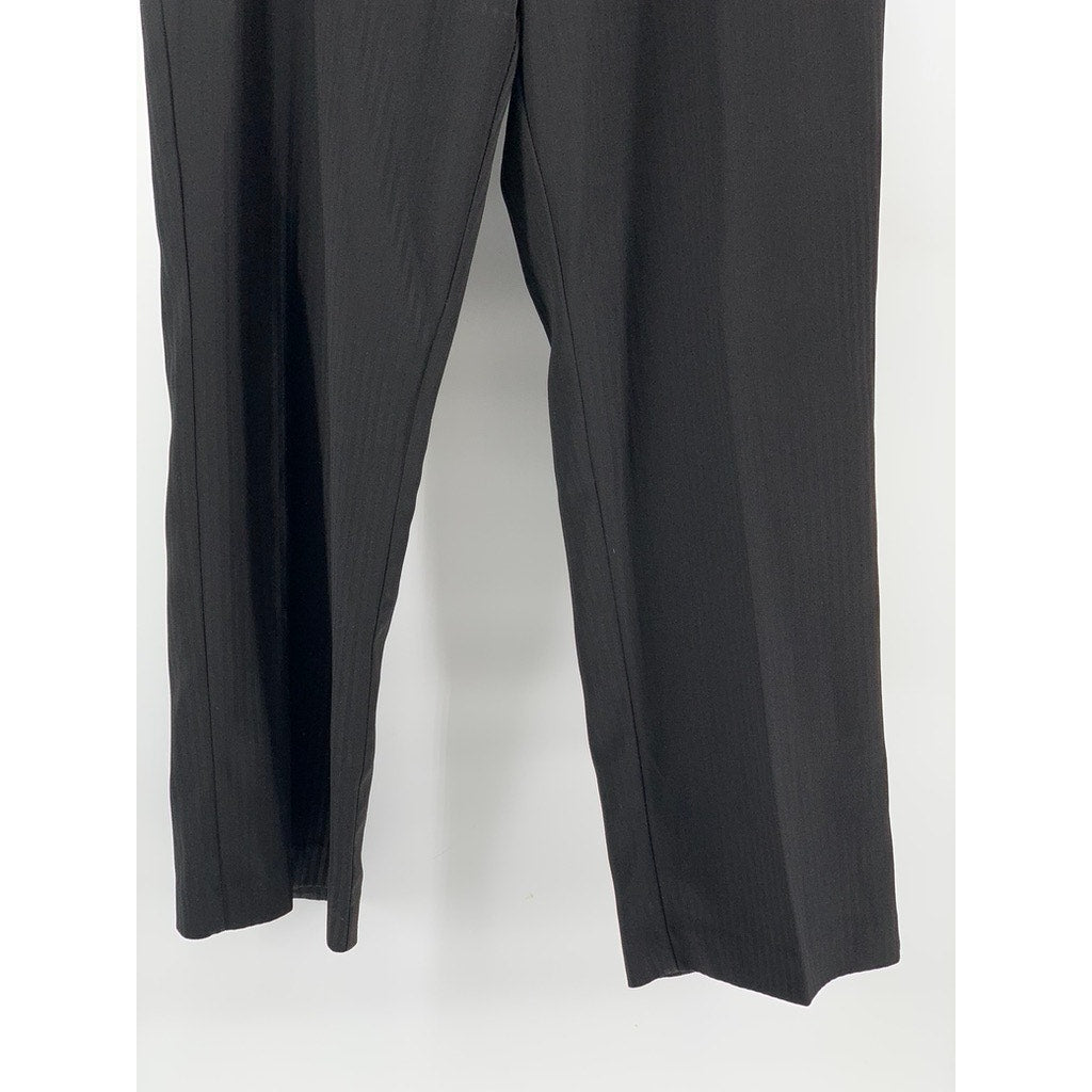 KC SPENCER NY Women's Black Striped Straight Leg Regular Fit Pants SZ 16