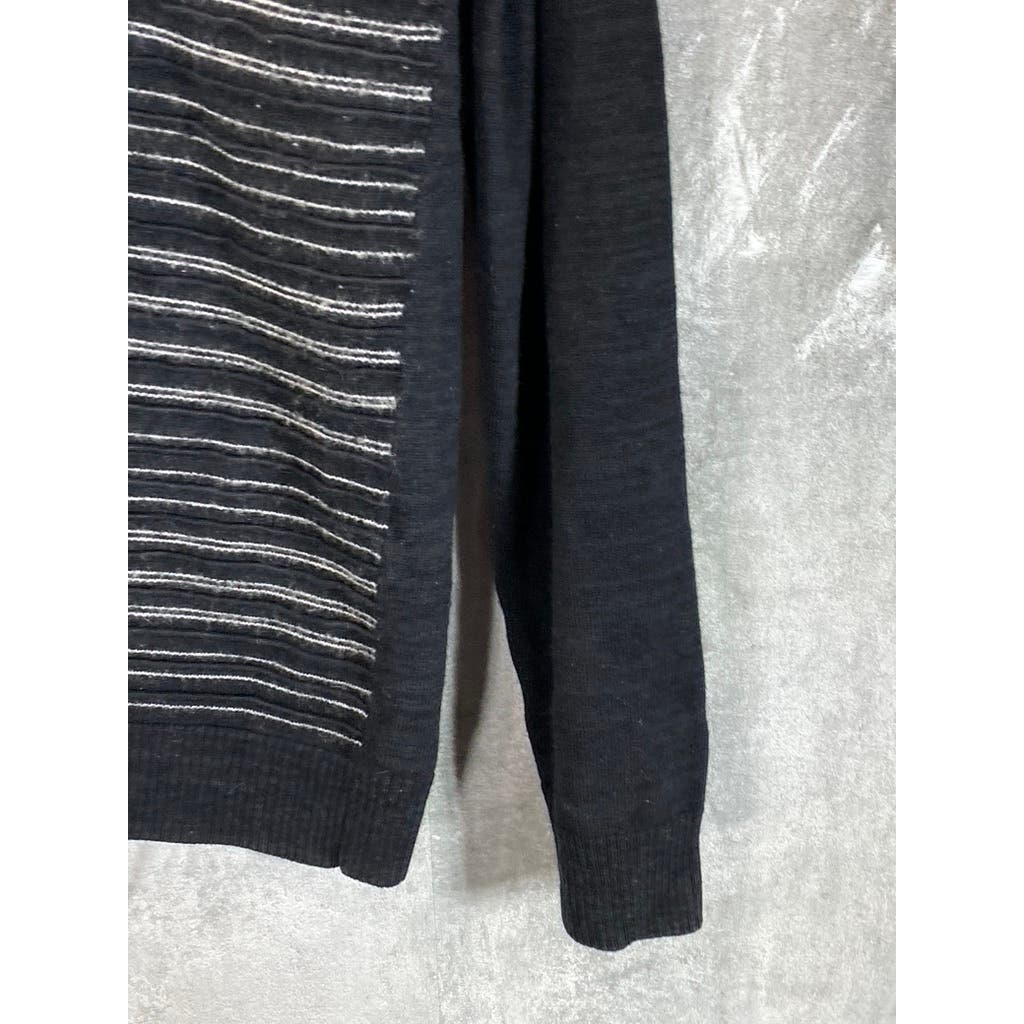 A|X ARMANI EXCHANGE Men's Black Striped V-Neck Pullover Sweater SZ XL