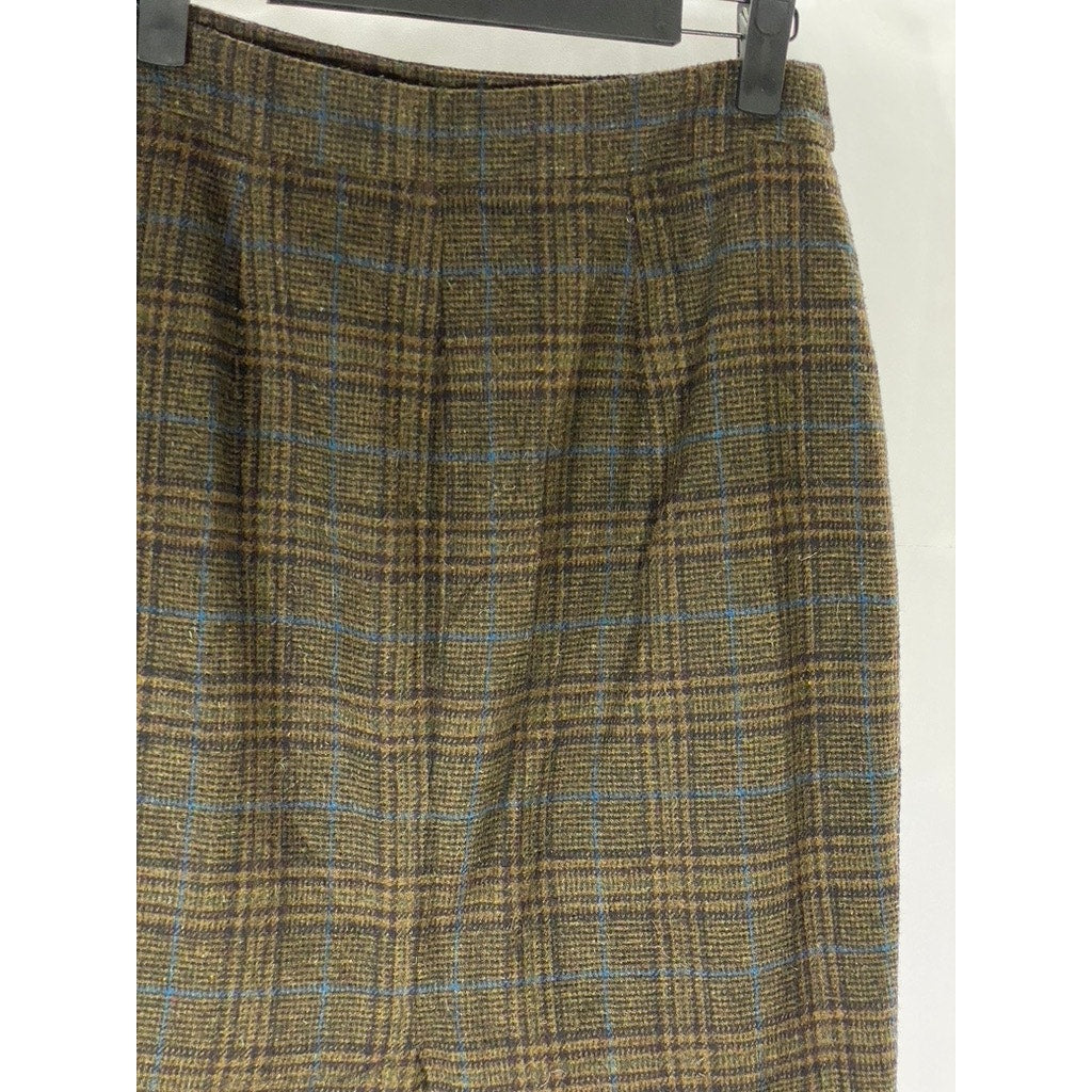 FOREVER 21 CONTEMPORARY Women's Brown Plaid Knee Length Pencil Skirt SZ M