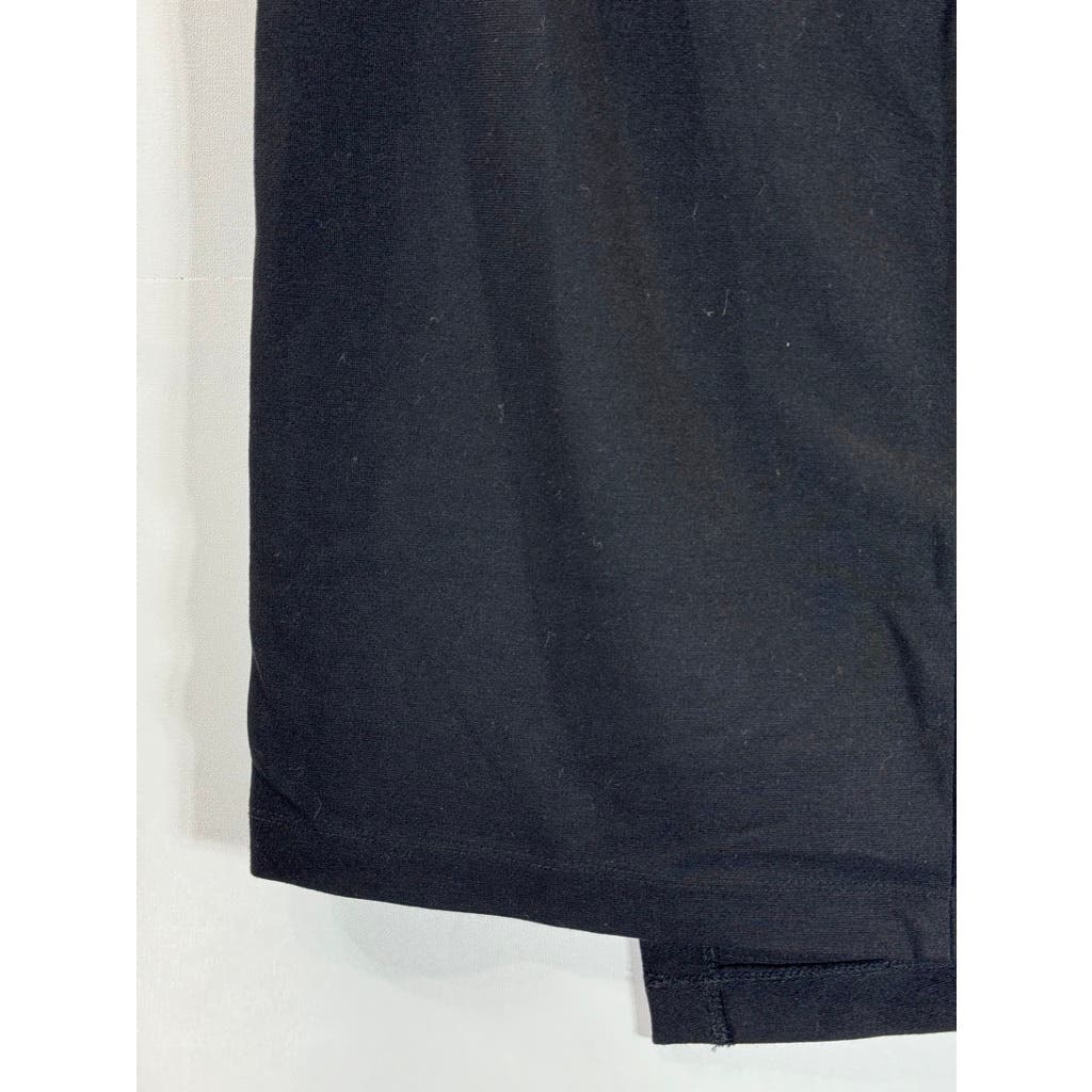 CABI Women's Black Solid Faux-Wrap Asymmetrical Hem Mini Skirt SZ 4