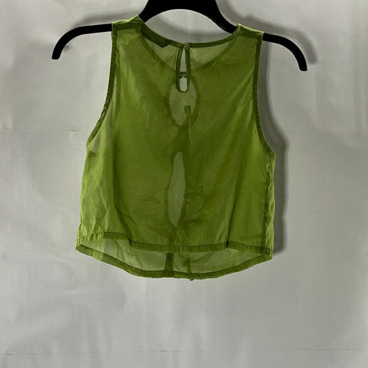 SHEIN Women's Green Keyhole Cutout Crewneck Sleeveless Sheer Top SZ S