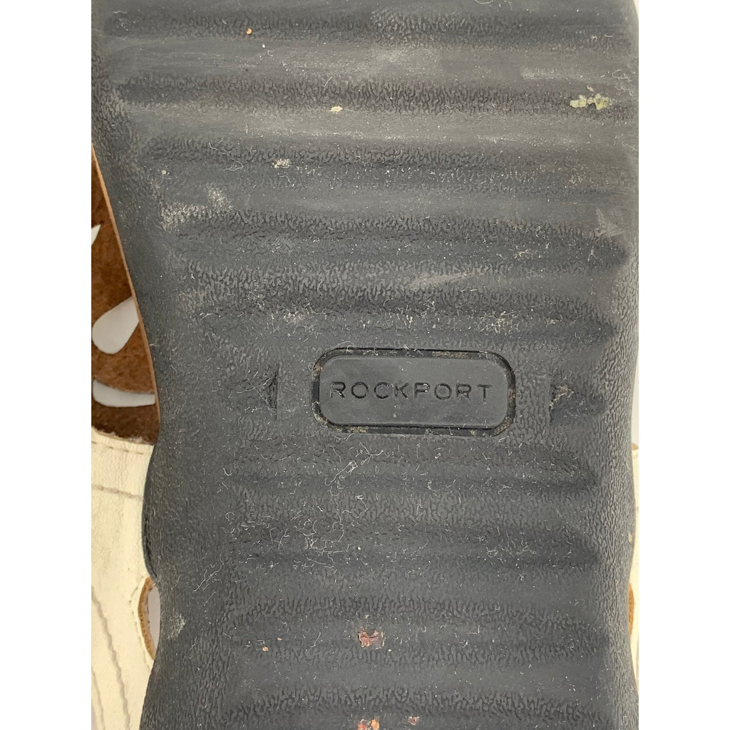 ROCKPORT Women's White Leather Ridge Floral Slingback Comfort Thong Sandal SZ7.5