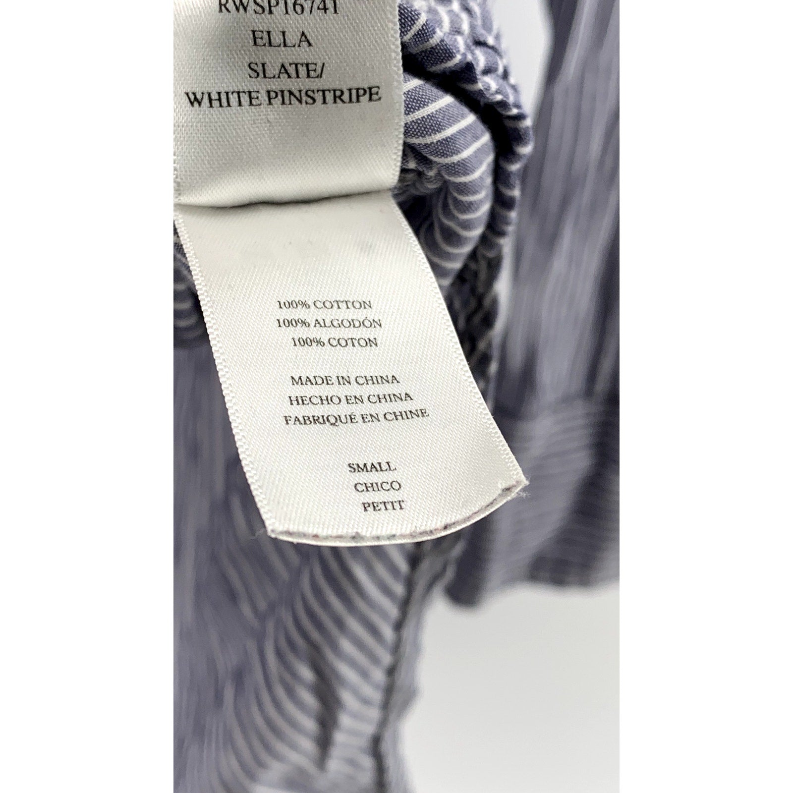 RAILS Women's Navy-White Striped Button-Up Round-Hem Long Sleeve Top SZ S