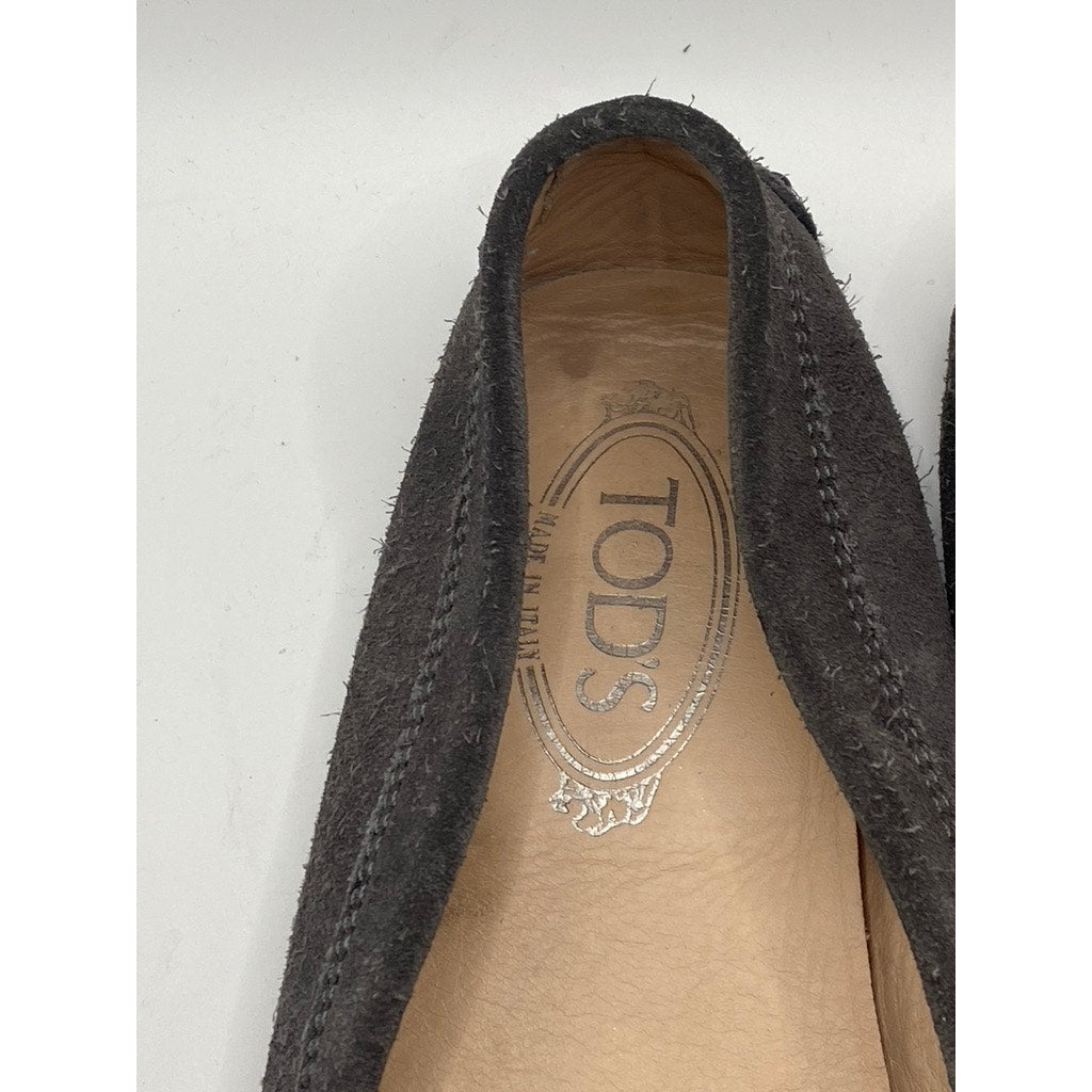 TODS Women's Dark Gray Gommino Slip-On Suede Penny Driving Shoes SZ 38(US8)