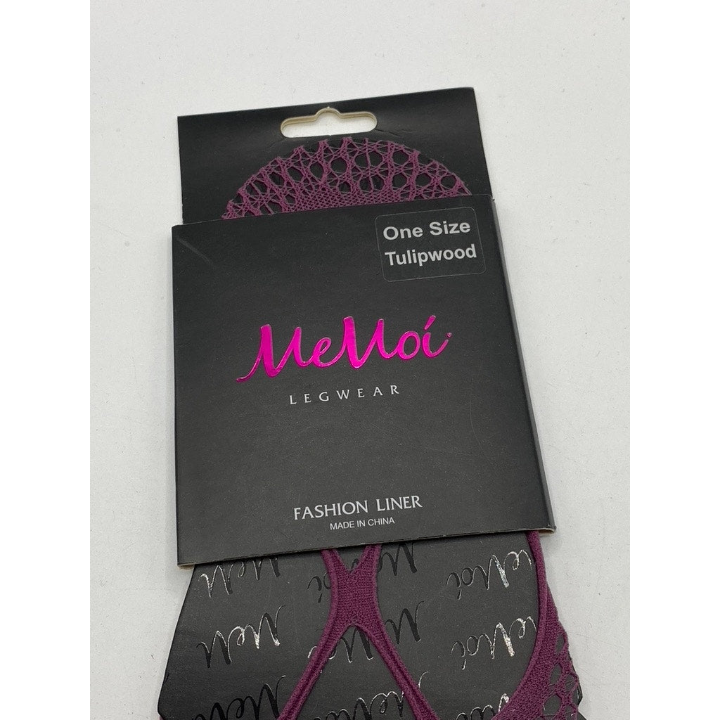 MEMOI Women's Tulipwood Purple Mesh Cross Stranded Net Liner Socks SZ OS