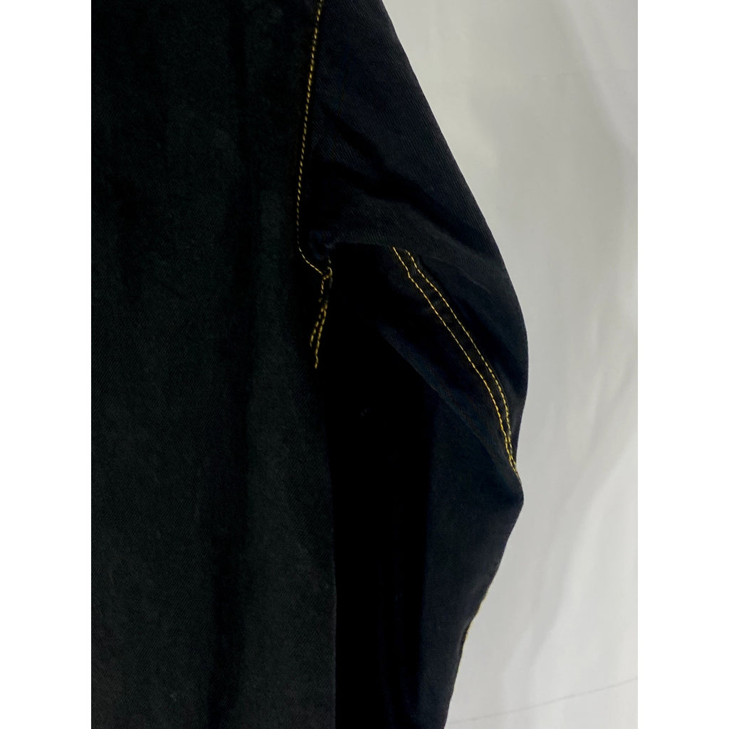 MONKI Women’s Black Denim Overstitch Four Pocket Trucker Jacket SZ XS