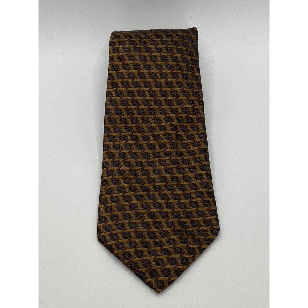 SALVATORE FERRAGAMO Men's Brown Printed Silk Tie SZ OS