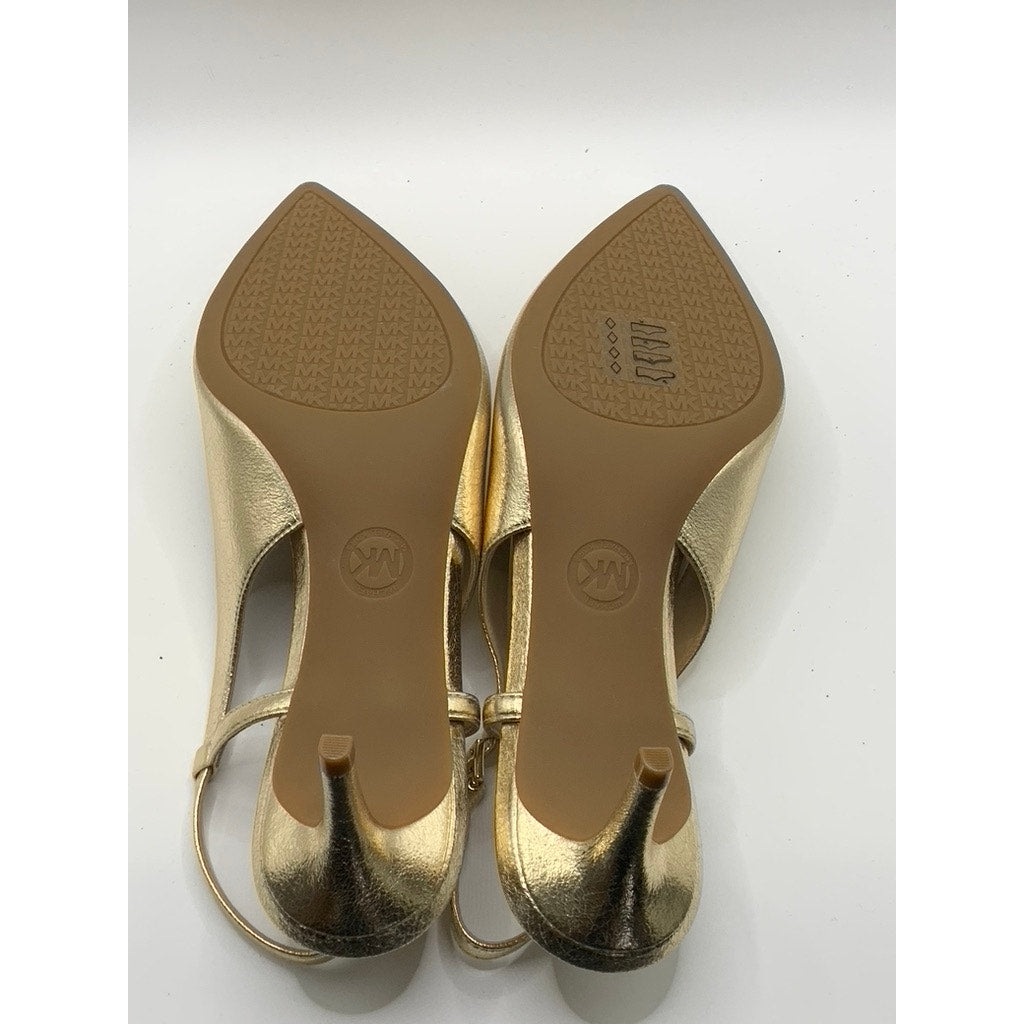 MICHAEL MICHAEL KORS Women's Pale Gold Doreen Kitten-Heel Pointed-Toe Heels SZ 9