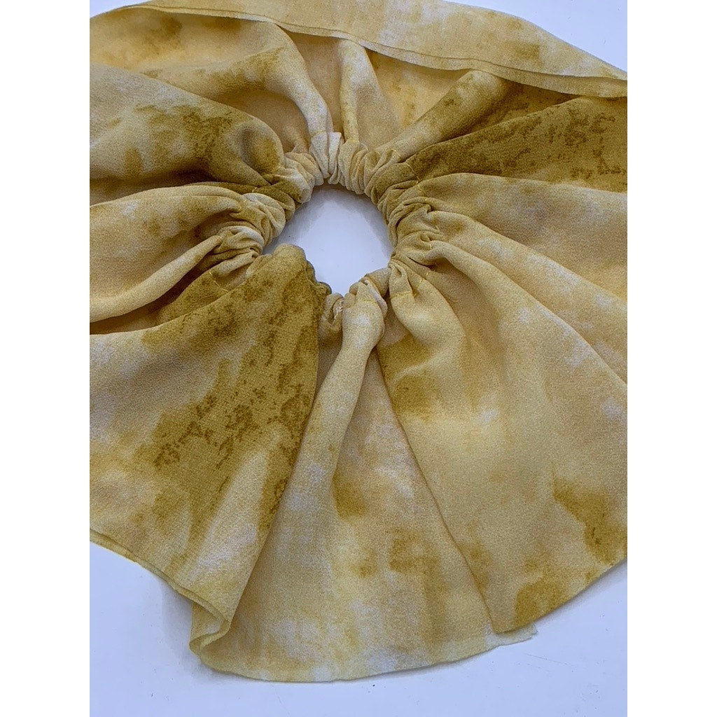 UNBRANDED Women's Yellow Tie Dye Ruffle Hair Scrunchie