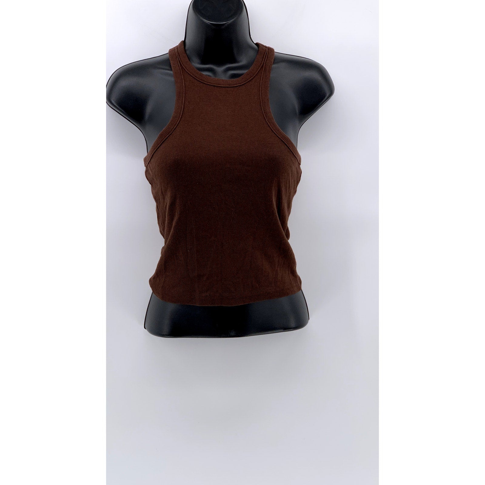 DIVIDED BY H&M Women's Chocolate Ribbed Racerback Tank Top SZ S