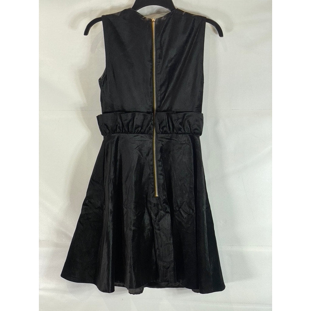TED BAKER LONDON Women's Black Velvet Celeena Queen Bee Ruffle Dress SZ 0 (US2)