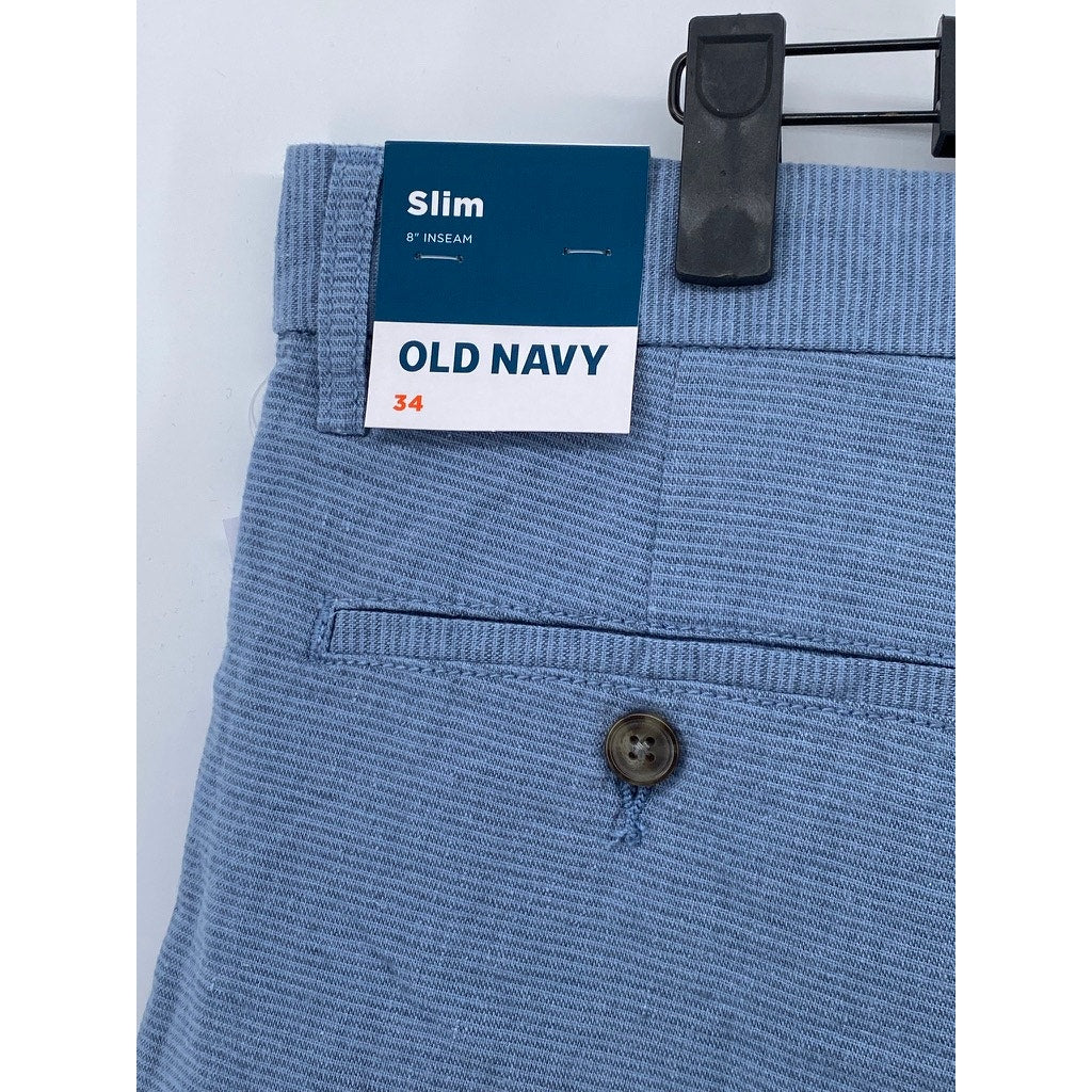 OLD NAVY Men's Blue Harvest Red 8" Rotation Linen-Blend Slim Chino Shorts SZ 34