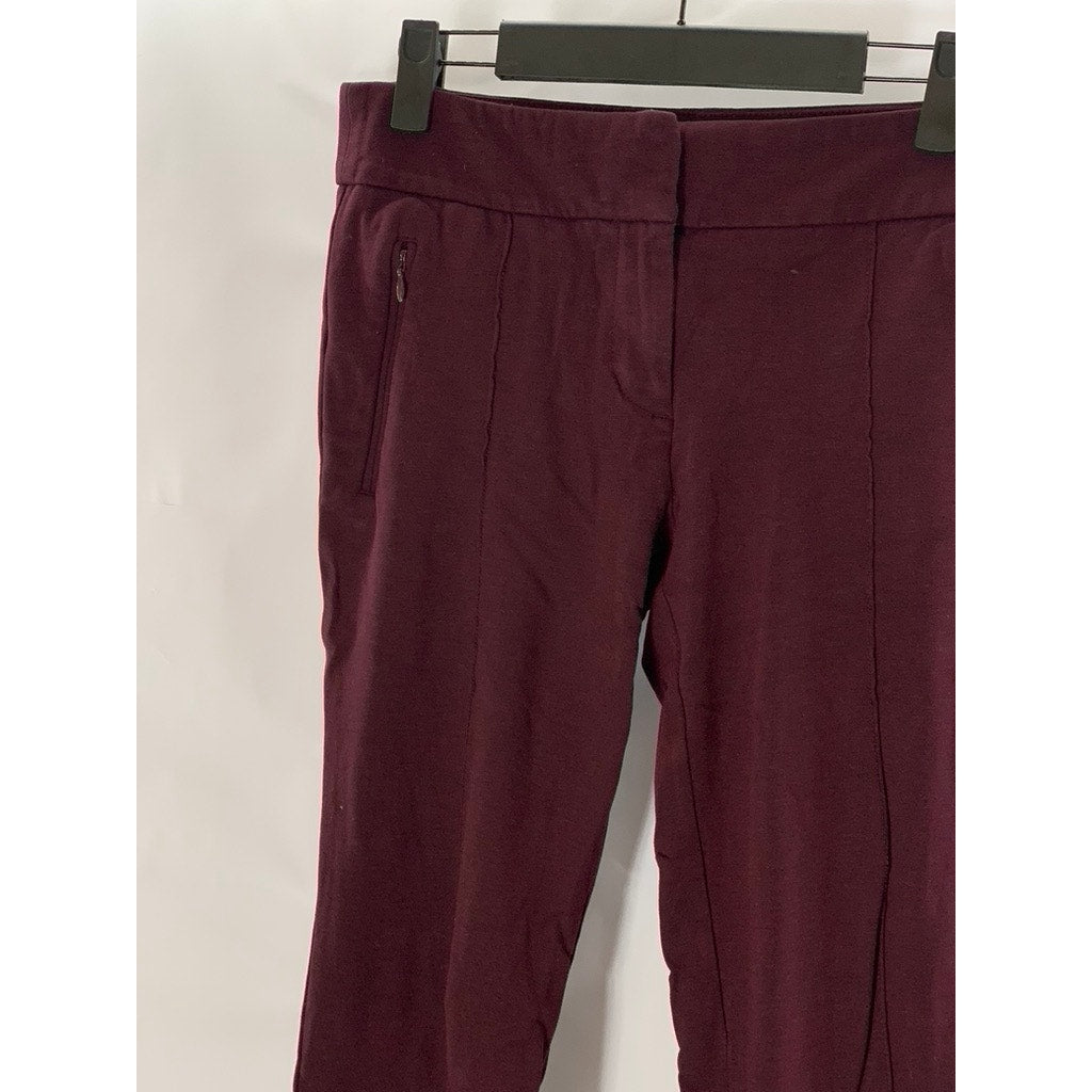 LOFT Women's Burgundy Skinny Zip-Pocket Ankle Ponte Pants SZ 4