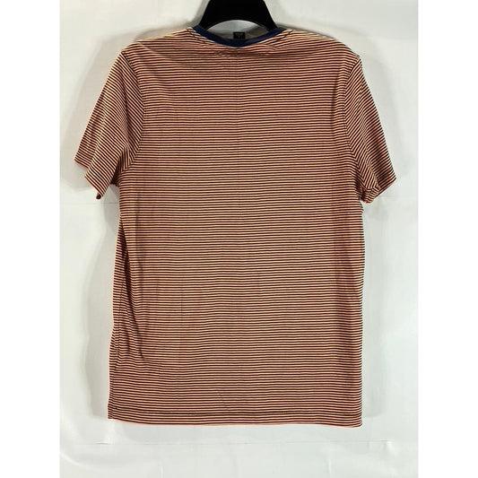MICHAEL KORS Men's Orange/Navy Mini Striped Crewneck Short Sleeve T-Shirt SZ S