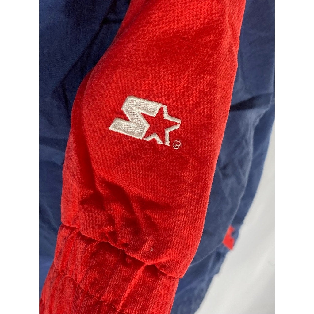 STARTER Men's Vintage Blue-Red Atlanta Braves Zip-Up Windbreaker Jacket SZ XL