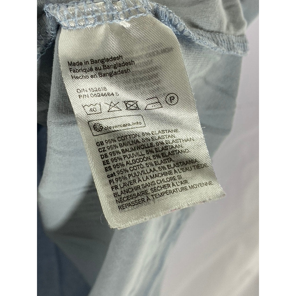 H&M Men's Light Blue Solid Slim-Fit Crewneck Short Sleeve T-Shirt SZ M