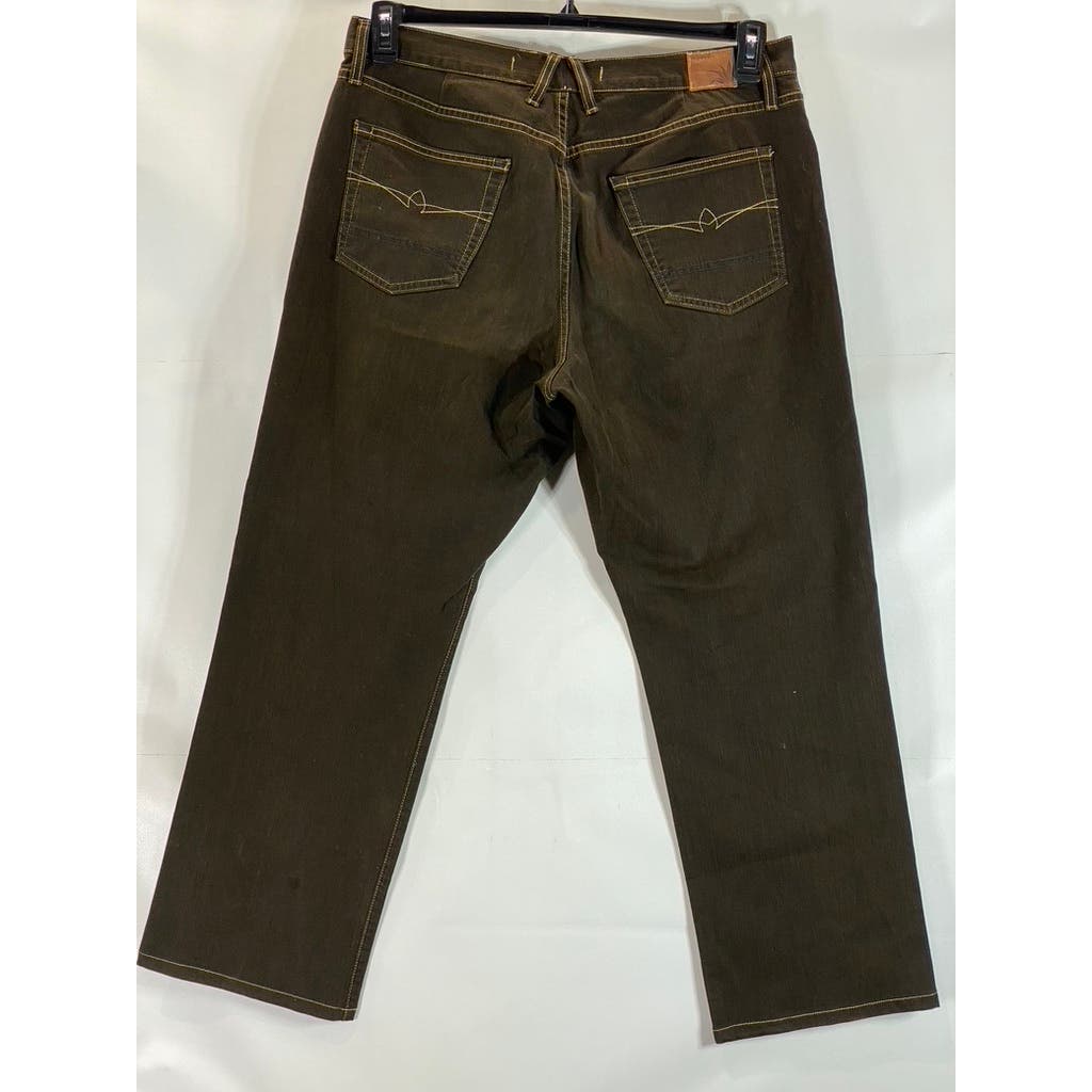 AGAVE DENIM Men's Brown NO. 7 Waterman Relaxed-Fit Straight-Leg Jeans SZ 36X30