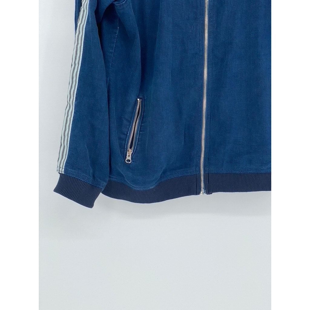 ADRIANO GOLDSCHMIED KIDS Boy's Blue Denim Striped Zip-Up Long Sleeve Jacket SZ M
