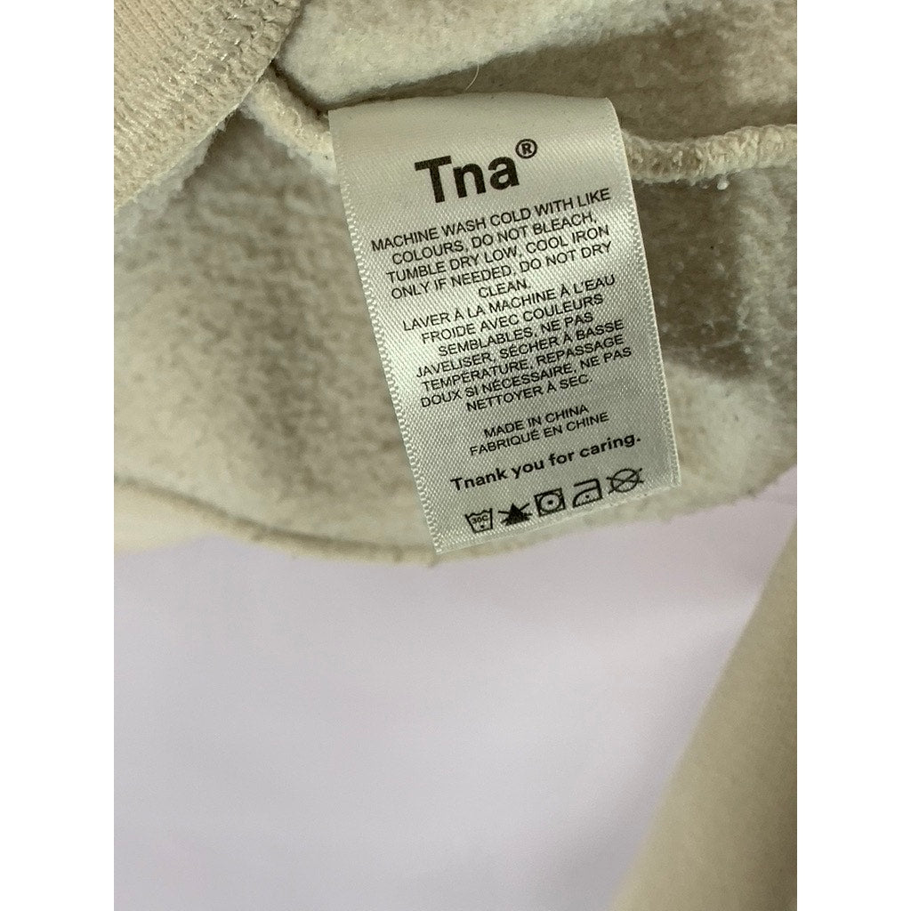 TNA Women's Beige Solid Crewneck SoftFleece Boyfriend Pullover Sweatshirt SZ1(S)