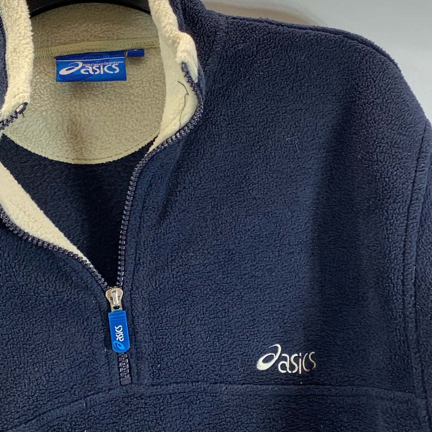 ASCIS Men's Navy/Beige Fleece Half-Zip Stand Collar Pullover Sweater SZ M