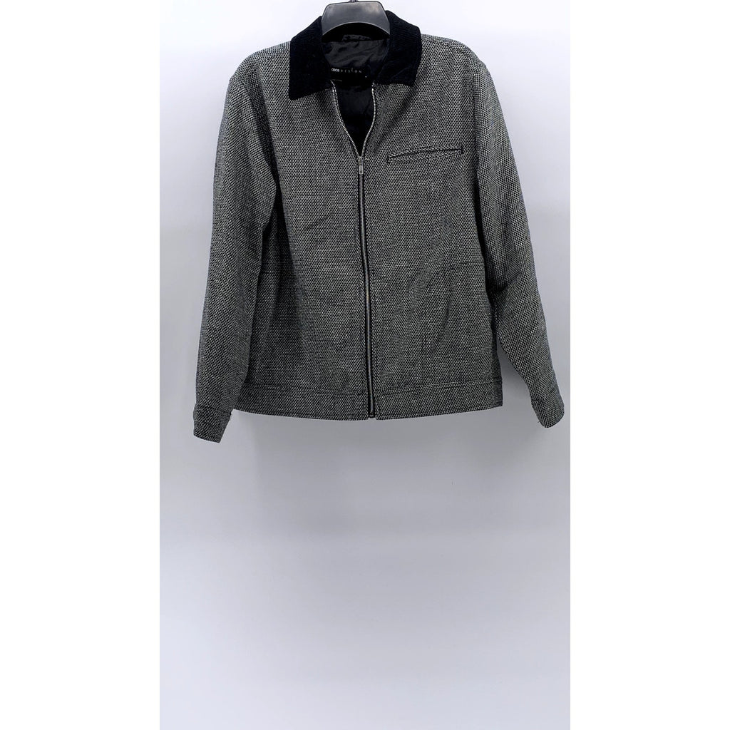 ASOS DESIGN Men's Gray Wool Look Textured Harrington Zip-Up Collared Jacket SZ S