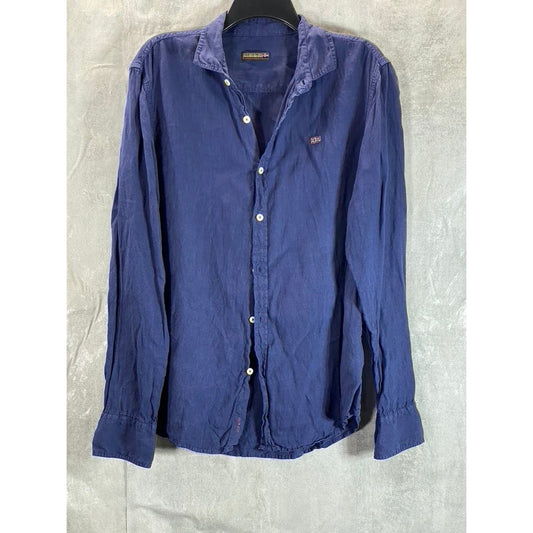 NAPAPIJRI Men's Navy Gervas 2 Linen Button-Up Long Sleeve Shirt SZ XL