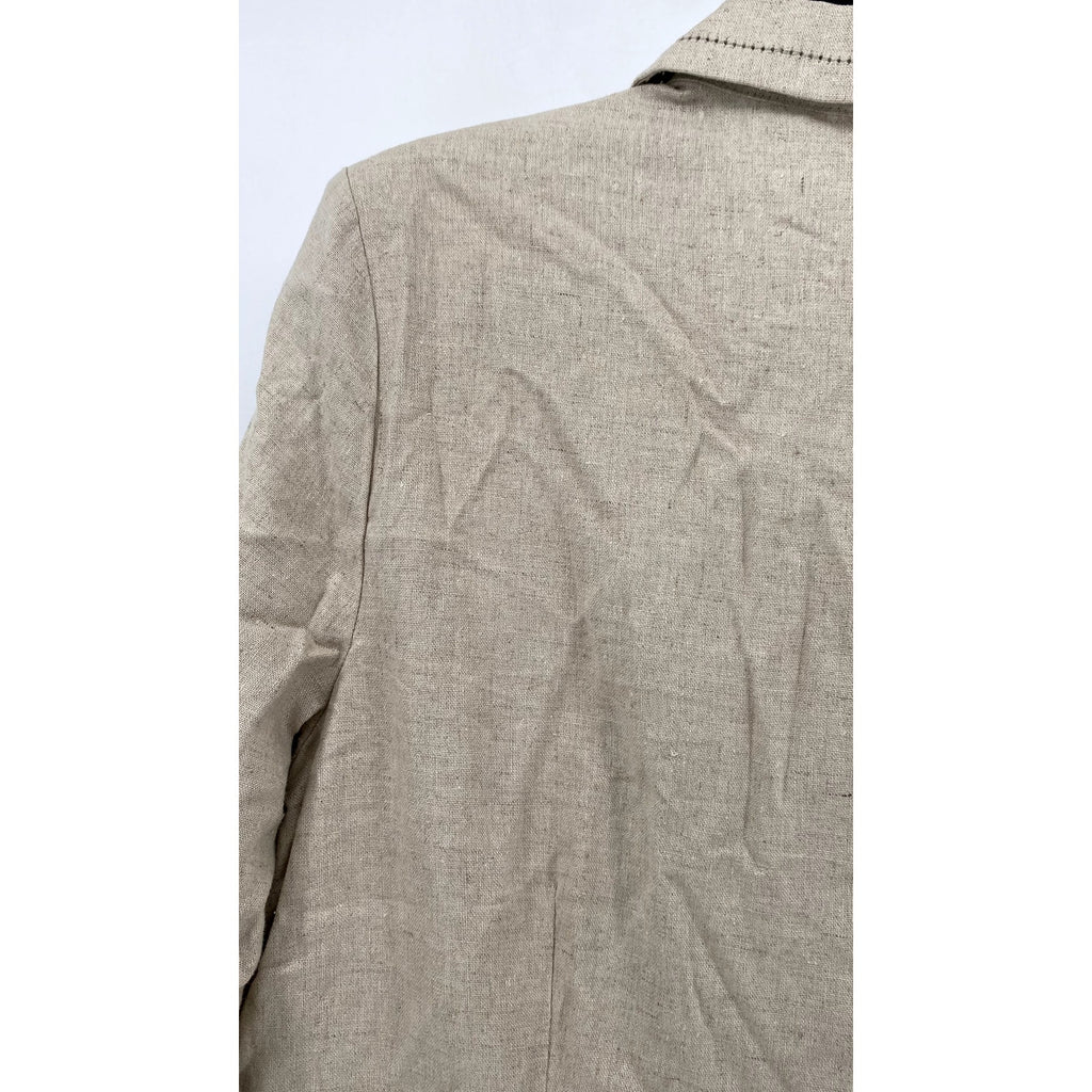 COLDWATER CREEK Women's Linen Tan Collared Maxi Dress SZ 12