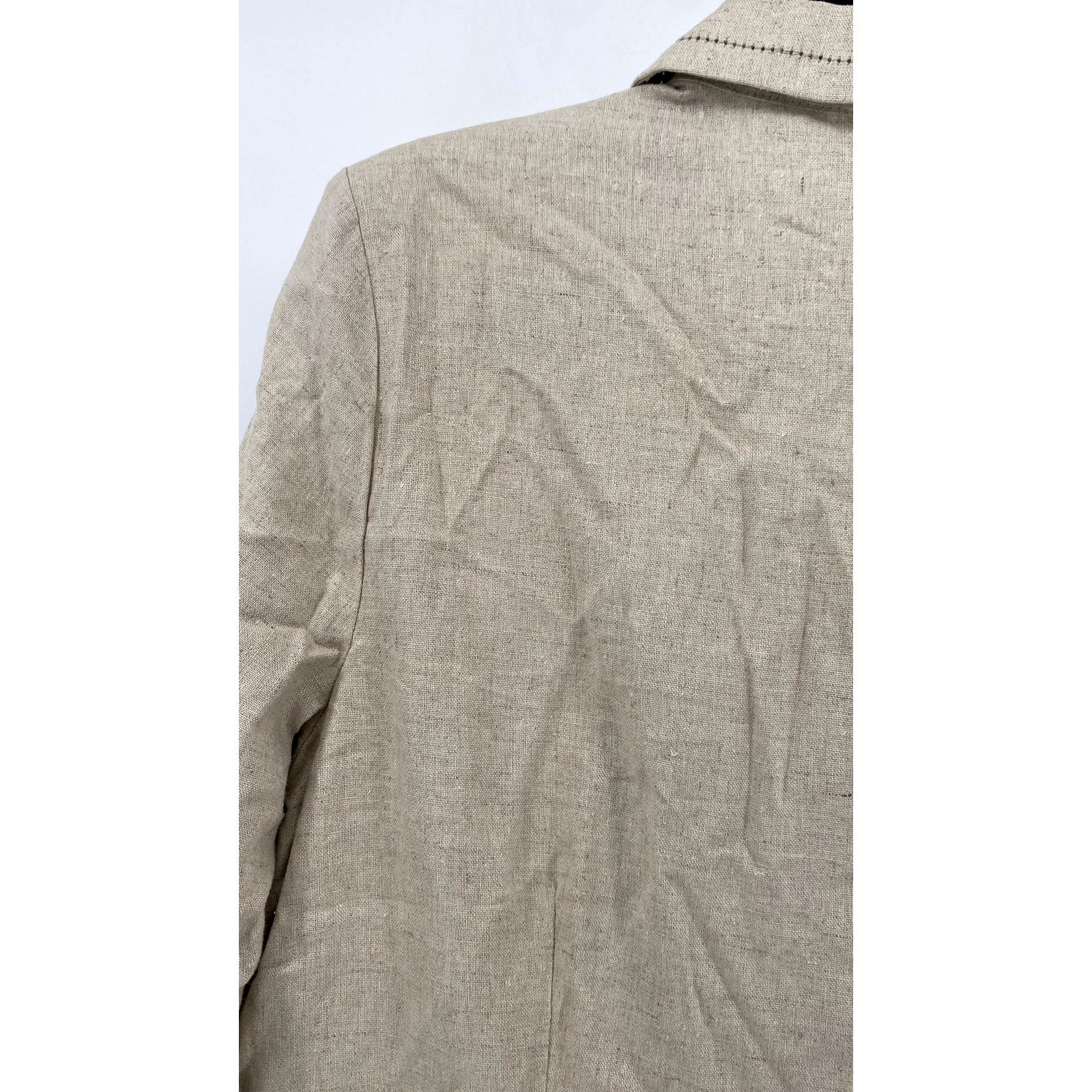 COLDWATER CREEK Women's Linen Tan Collared Maxi Dress SZ 12
