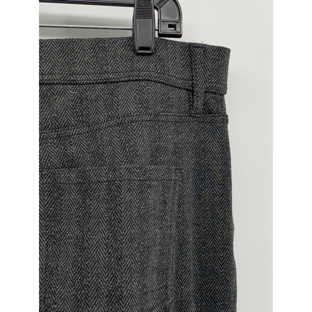 SIMPLY VERA VERA WANG Women's Gray Herringbone Straight Leg Pants SZ L