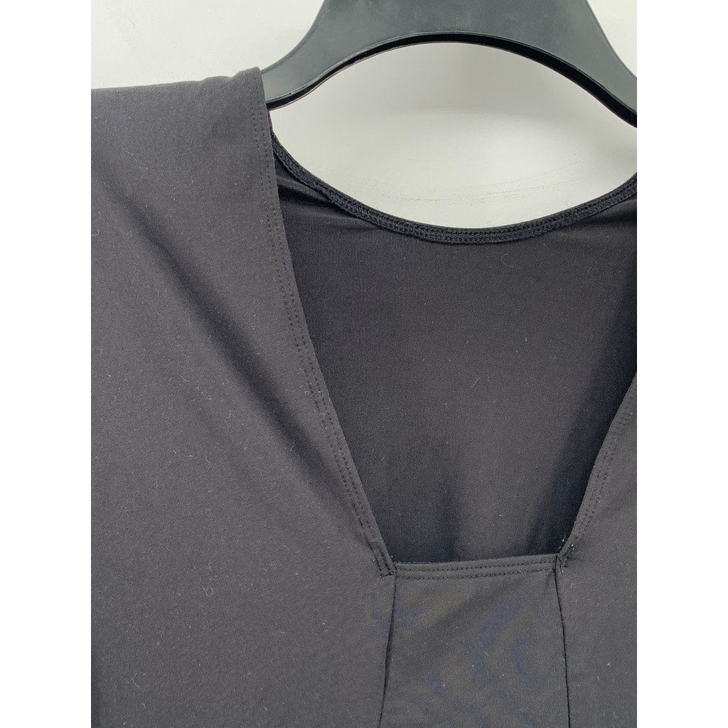 FABLETICS Women's Black High-Neck Kari Long Sleeve Square-Back Top SZ 2XS