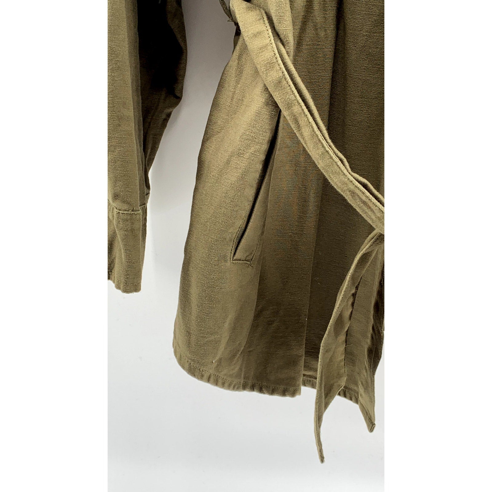 FOREVER 21 Women's Army Green Button-Up Belted Trench Coat SZ L