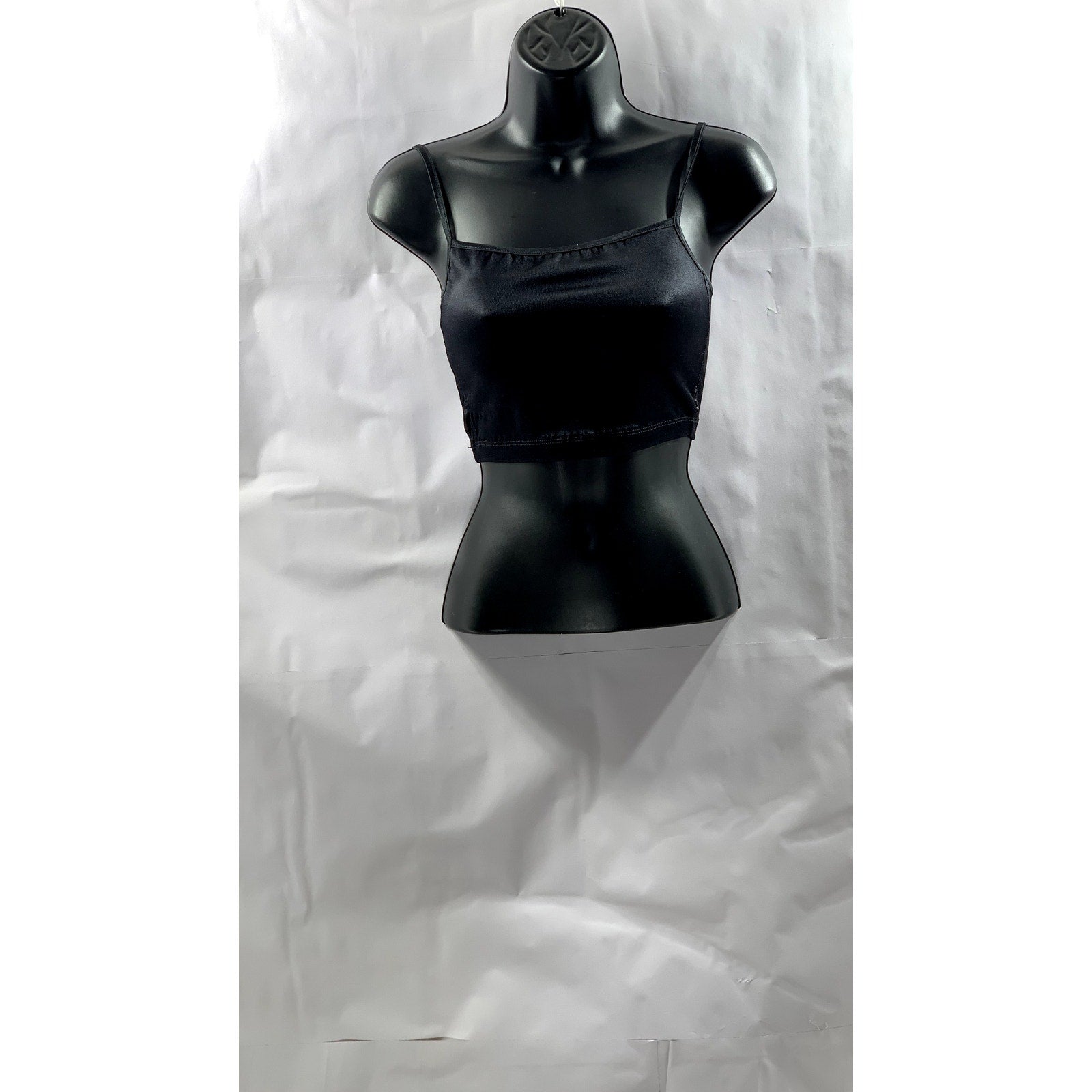 AMERICAN APPAREL Women's Black Solid Fitted Spaghetti Strap Crop Top SZ XS
