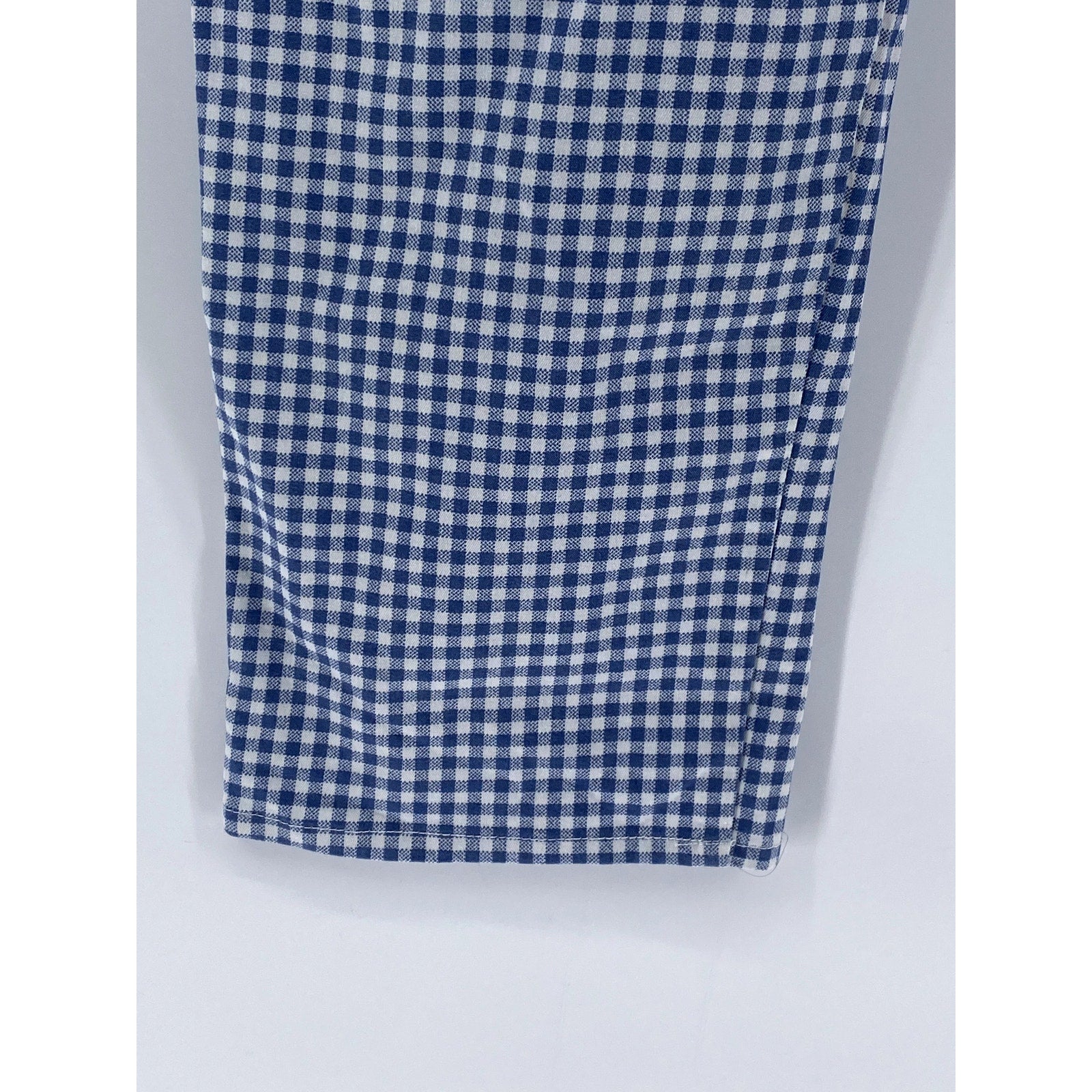 LULUS Women's Blue-White Gingham High-Rise Straight Leg Casual Pants SZ M