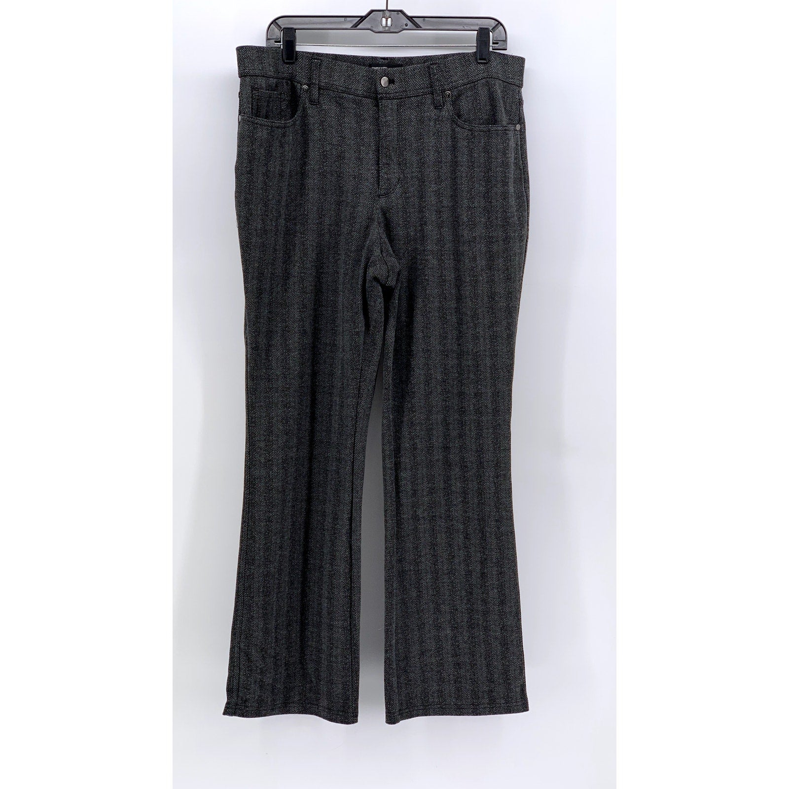 SIMPLY VERA VERA WANG Women's Gray Herringbone Straight Leg Pants SZ L