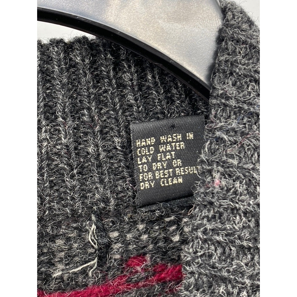 AMERICAN EAGLE OUTFITTERS Women's Vintage Charcoal Wool Fair Isle Sweater SZ L
