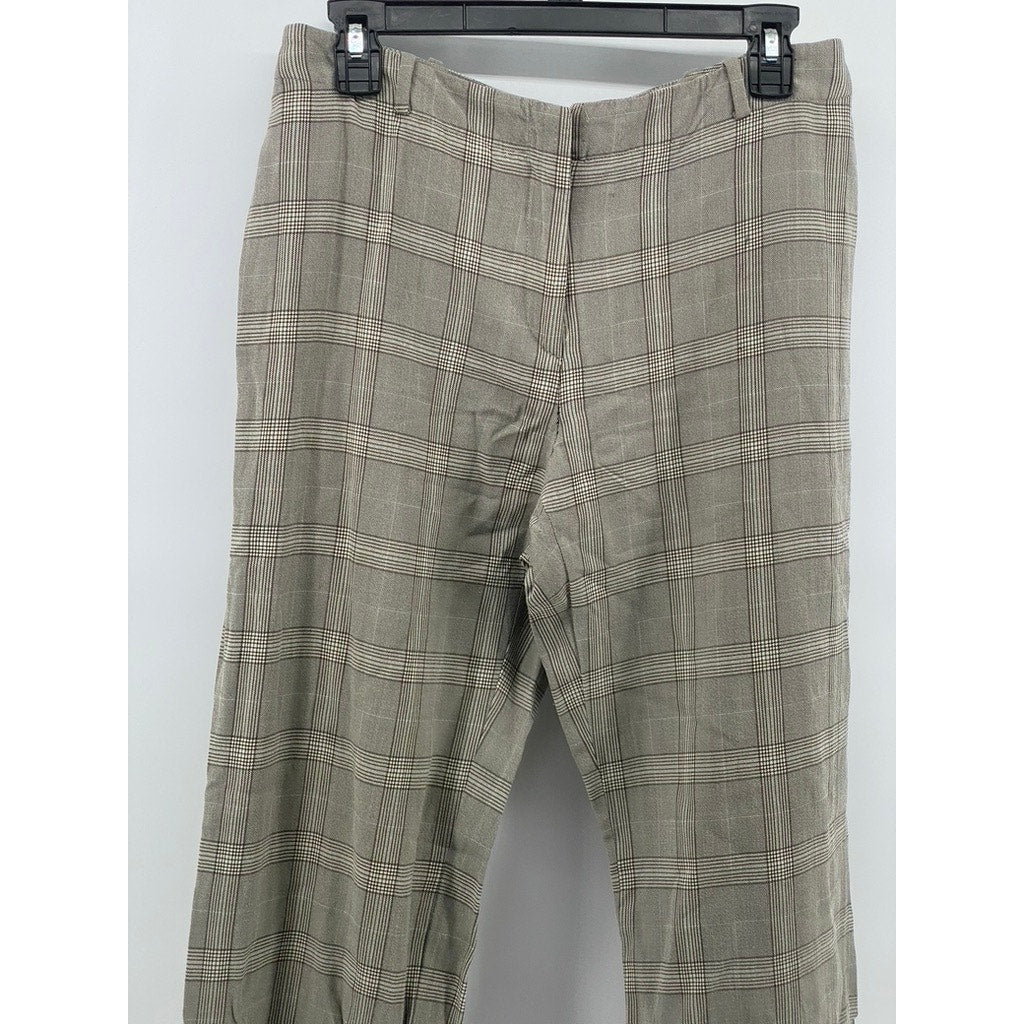 UNBRANDED Women’s Tan Plaid Hook & Bar Straight-Leg Pants SZ 12
