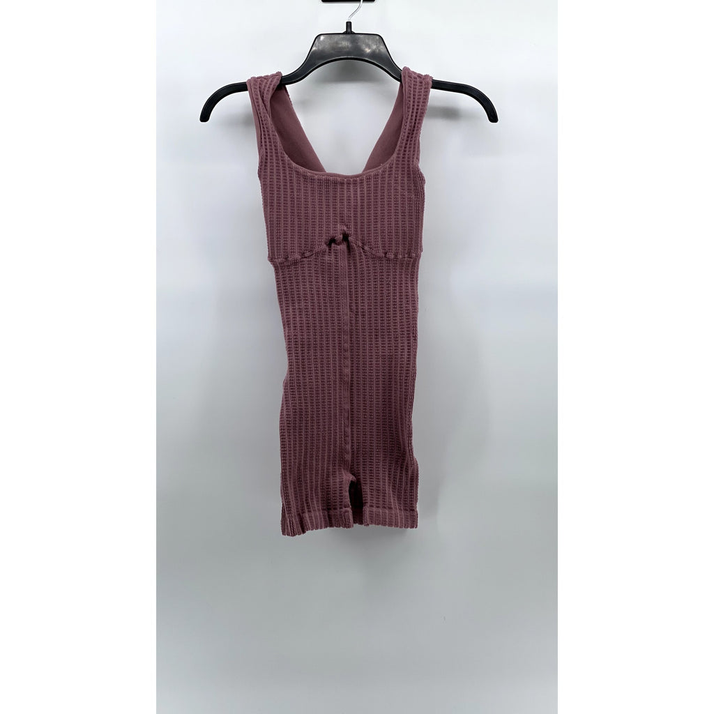 REFORMER Women's Mauve The Textured Runsie Scoop-Neck Pull-On Romper SZ XS/S