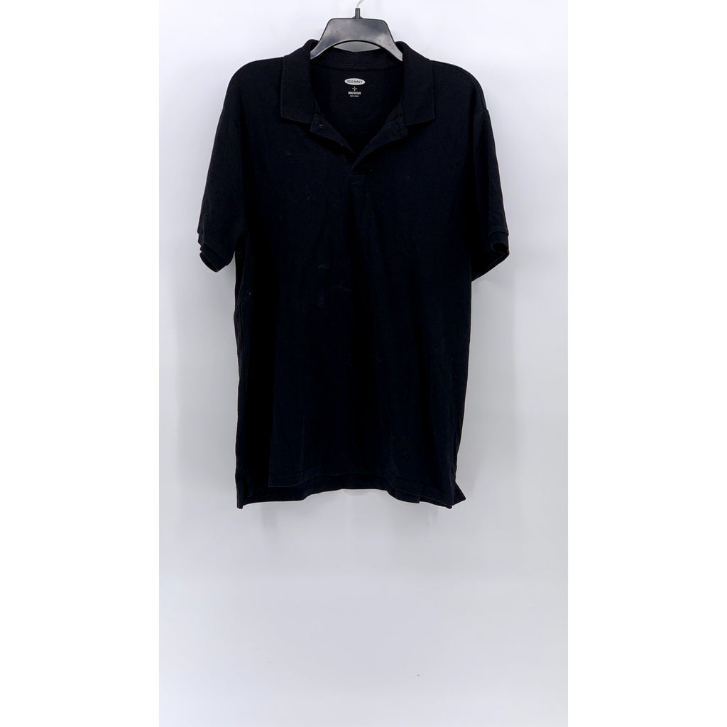 OLD NAVY Men's Black Solid Casual Cotton-Blend Regular-Fit Short Sleeve Polo SZL