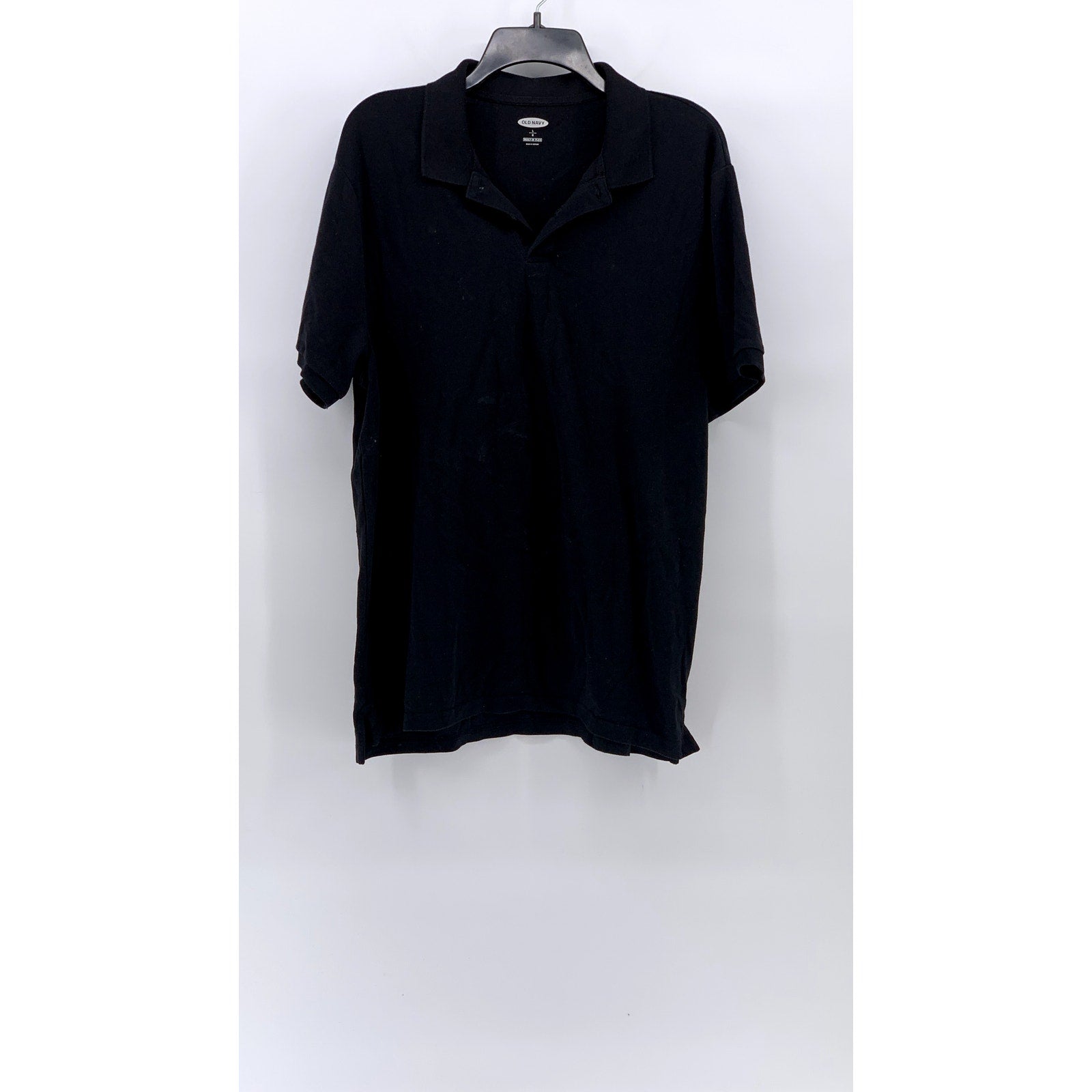 OLD NAVY Men's Black Solid Casual Cotton-Blend Regular-Fit Short Sleeve Polo SZL