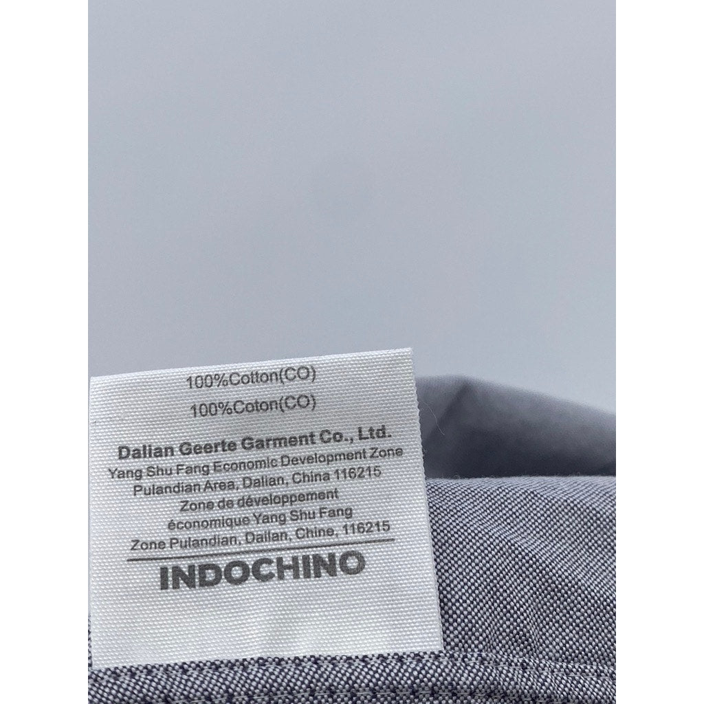 INDOCHINO Men’s Gray Button-Up Regular-Fit Long Sleeve Shirt SZ S