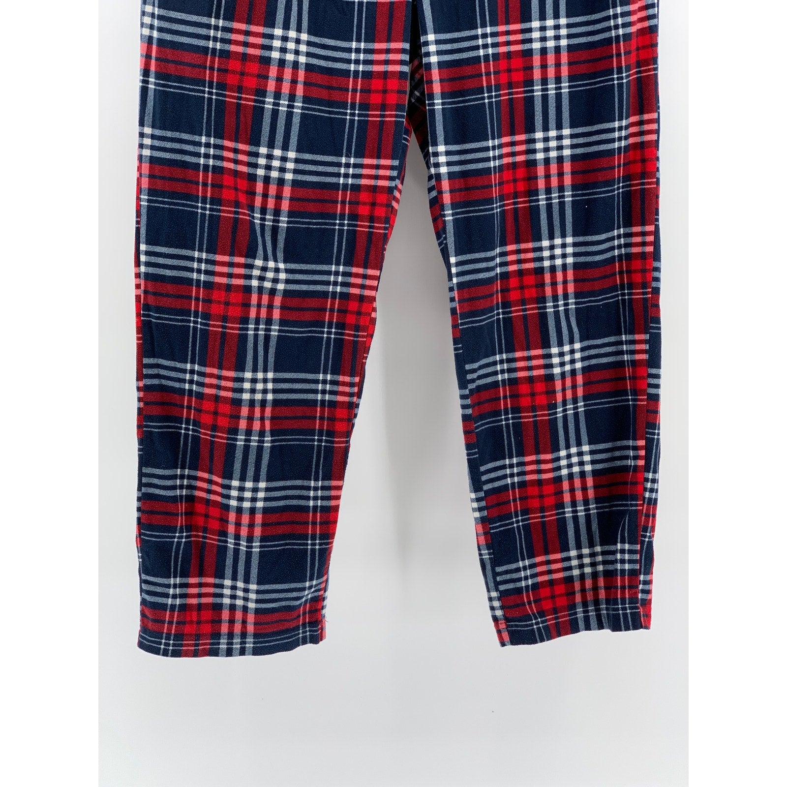 NAUTICA Men's Navy-Red Plaid Flannel Pull-On Classic-Fit Pajama Pants SZ L
