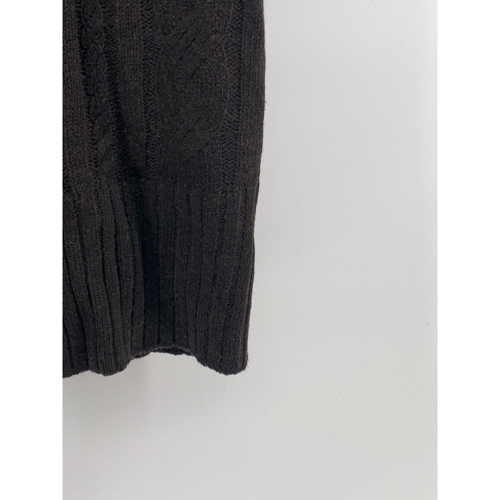 SYBILLA Women's Black V-Neck Cable-Knit Sleeveless Sweater Vest SZ M