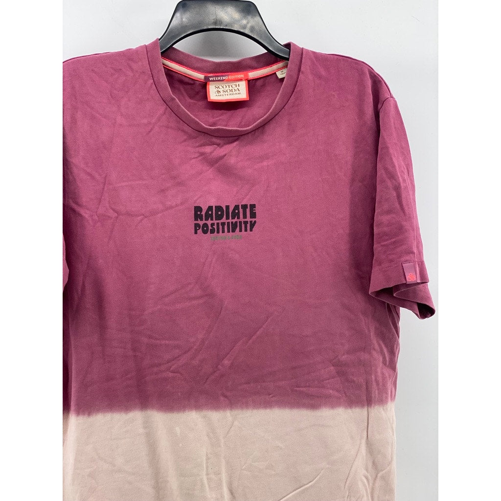 SCOTCH & SODA Men's Pink Tie-Dye Weekend Edition Radiate Positivity T-Shirt SZ M