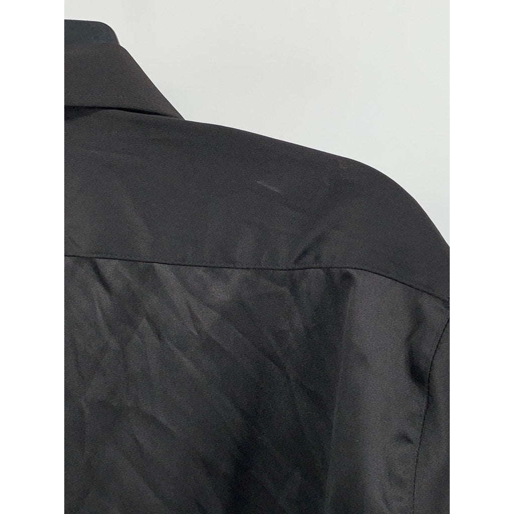 VAN HEUSEN Men's Black Solid Slim-Fit Button-Up Long Sleeve Shirt SZ 15.5