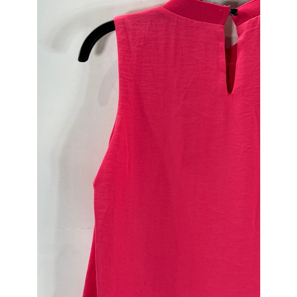 RACHEL RACHEL ROY Women's Bright Coral Mandarin Collar Asymmetrical Hem Top SZ S