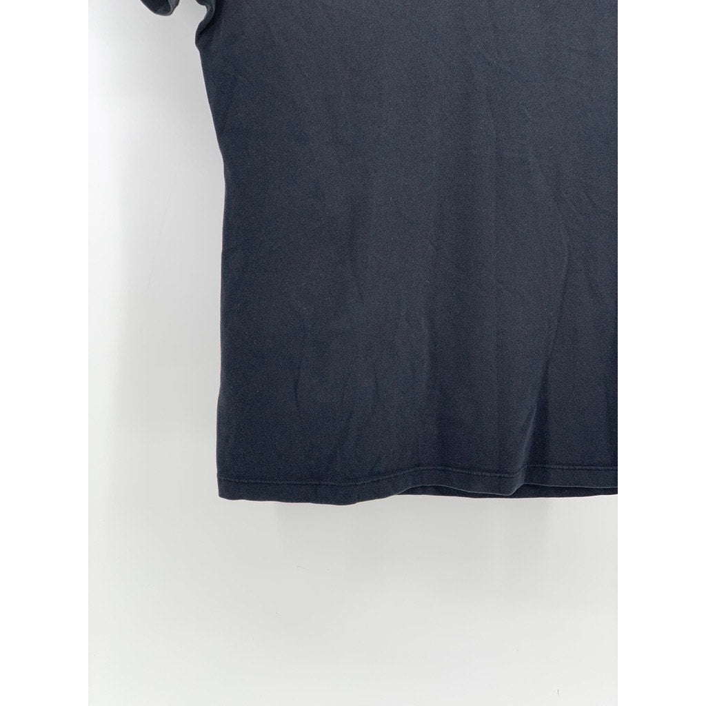 NIKE Women's Black-White V-Neck Swoosh Short Sleeve Active Top SZ S