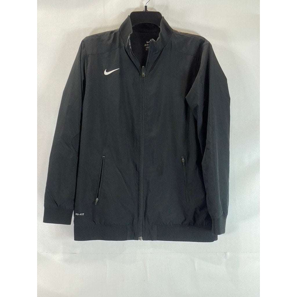 NIKE Men's Solid Black Dri-Fit Zip-Up Water Resistant Stand Collar Jacket SZ XL