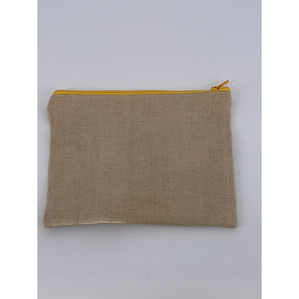 UNBRANDED Women's Tan-Yellow Zipper Aloha Beach Make-Up Clutch Bag SZ OS